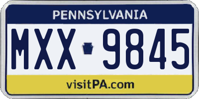 PA license plate MXX9845