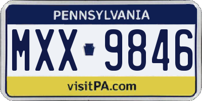 PA license plate MXX9846