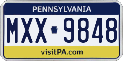 PA license plate MXX9848