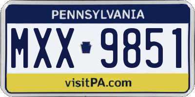 PA license plate MXX9851