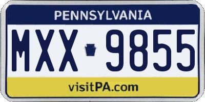 PA license plate MXX9855