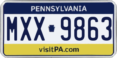 PA license plate MXX9863