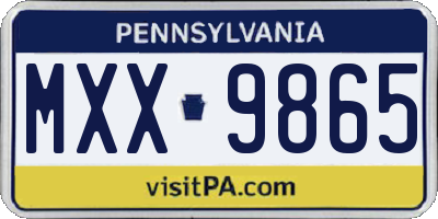 PA license plate MXX9865