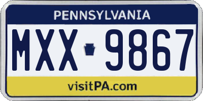 PA license plate MXX9867