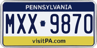 PA license plate MXX9870