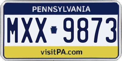 PA license plate MXX9873