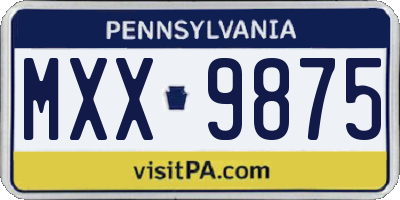 PA license plate MXX9875