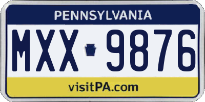 PA license plate MXX9876