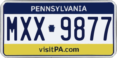 PA license plate MXX9877