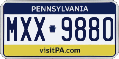 PA license plate MXX9880