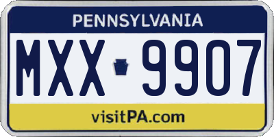PA license plate MXX9907