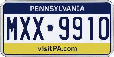 PA license plate MXX9910