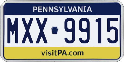 PA license plate MXX9915