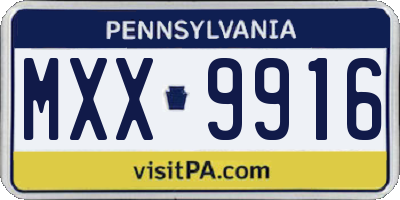 PA license plate MXX9916