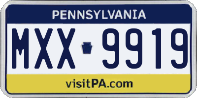 PA license plate MXX9919
