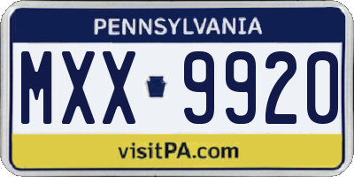 PA license plate MXX9920