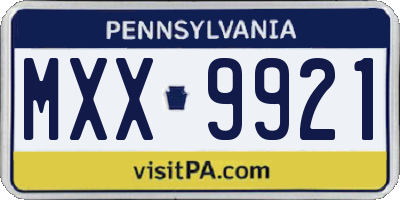 PA license plate MXX9921