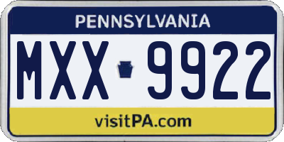 PA license plate MXX9922