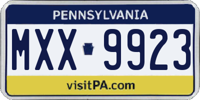 PA license plate MXX9923