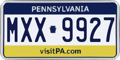 PA license plate MXX9927