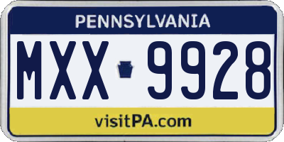 PA license plate MXX9928