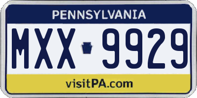 PA license plate MXX9929