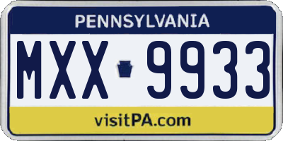 PA license plate MXX9933