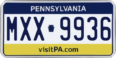 PA license plate MXX9936