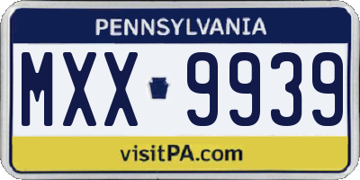 PA license plate MXX9939