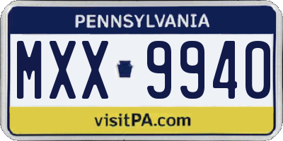 PA license plate MXX9940