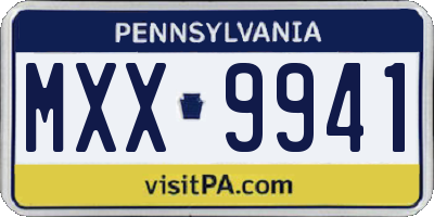 PA license plate MXX9941