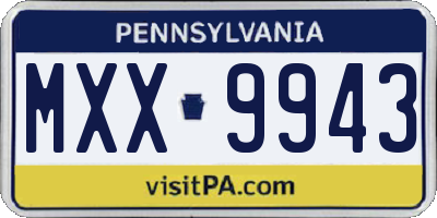PA license plate MXX9943