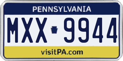 PA license plate MXX9944