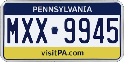 PA license plate MXX9945