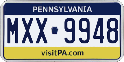 PA license plate MXX9948
