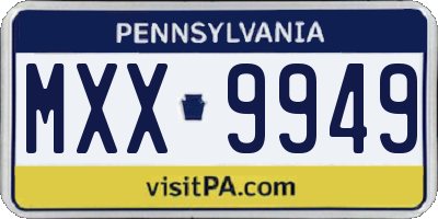 PA license plate MXX9949