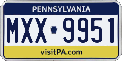 PA license plate MXX9951