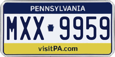 PA license plate MXX9959