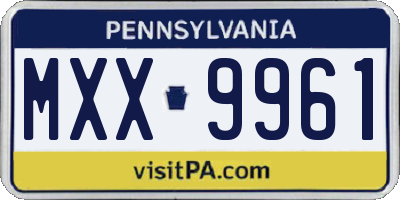 PA license plate MXX9961