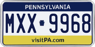 PA license plate MXX9968