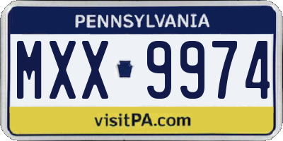 PA license plate MXX9974