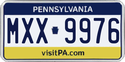 PA license plate MXX9976