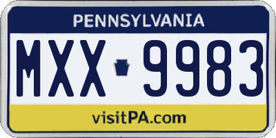 PA license plate MXX9983
