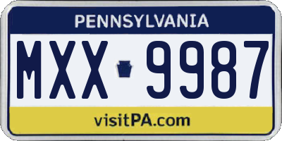 PA license plate MXX9987
