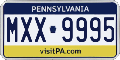 PA license plate MXX9995