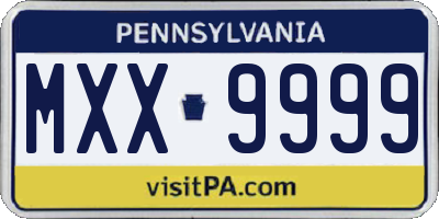 PA license plate MXX9999