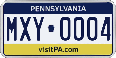 PA license plate MXY0004