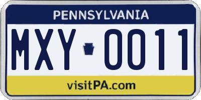PA license plate MXY0011