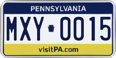 PA license plate MXY0015