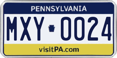 PA license plate MXY0024